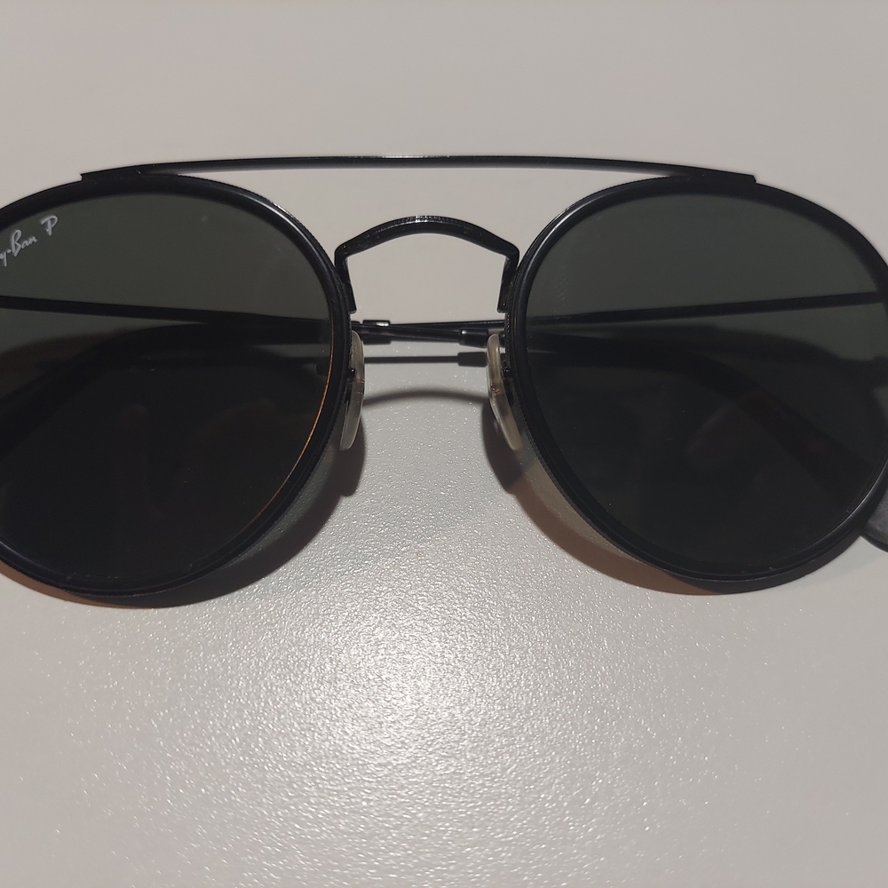 Ray-Ban Black Frame Sunglasses with Dark Green Lenses